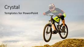  Presentation with cyclist - Beautiful slides featuring hill extreme sport concept free backdrop and a light gray colored foreground