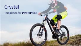 Presentation with cyclist - Slides having hill extreme sport concept free background and a sky blue colored foreground