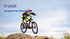  Presentation with cyclist - Amazing PPT theme having hill extreme sport concept free backdrop and a  colored foreground