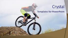  Presentation with cyclist - Beautiful presentation theme featuring hill extreme sport concept free backdrop and a sky blue colored foreground