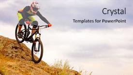  Presentation with cyclist - PPT layouts with hill extreme sport concept free background and a lemonade colored foreground