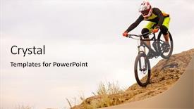  Presentation with triathlon professional cyclist man cycling - Amazing slide deck having hill extreme sport concept free backdrop and a sky blue colored foreground