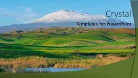  Presentation with land - PPT theme having hill-grass-land-landscape background and a light blue colored foreground