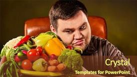  Presentation with cauliflower - PPT theme having hill of fresh vegetables recovery background and a  colored foreground