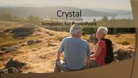  Presentation with senior couple - Slide set featuring hill on hike through countryside background and a coral colored foreground