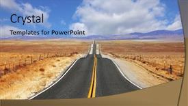  Presentation with hill road - PPT theme having hill road - excellent highway in california steppe background and a light blue colored foreground