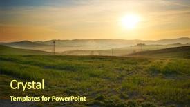  Presentation with how to design a landscape - Beautiful presentation theme featuring hill road - sunset tuscany landscape backdrop and a tawny brown colored foreground