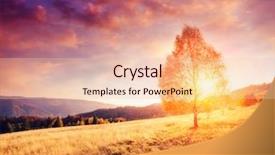  Presentation with autumn morning - PPT layouts consisting of hill slope with sun background and a lemonade colored foreground