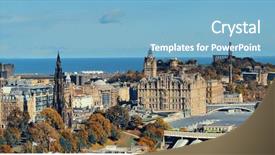  Presentation with hill station - Beautiful theme featuring hill station - edinburgh city rooftop view backdrop and a light blue colored foreground