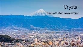  Presentation with skyline - PPT theme enhanced with hill station - kofu japan skyline with mt background and a light blue colored foreground