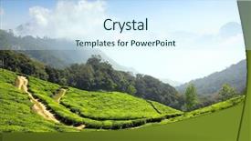  Presentation with tea plantation - Colorful presentation design enhanced with hill station - mountain tea plantation in munnar backdrop and a cool aqua colored foreground