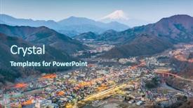  Presentation with japan beautiful landscape mountain fuji - Audience pleasing theme consisting of hill station - otsuki japan skyline with mt backdrop and a ocean colored foreground