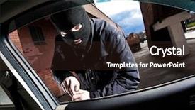  Presentation with car - PPT theme with robber and the thief hijacks background and a wine colored foreground