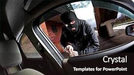  Presentation with car - Slide deck consisting of robber and the thief hijacks background and a wine colored foreground