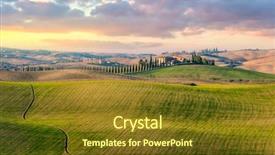  Presentation with tuscany - PPT layouts enhanced with hills at the sunrise time background and a tawny brown colored foreground