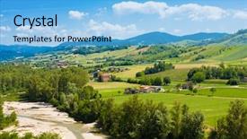  Presentation with landscape architecture portfolio - Presentation theme with hills landscape background and a light blue colored foreground