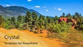  Presentation with orange - PPT layouts consisting of hills of natural dye - ochre background and a gold colored foreground