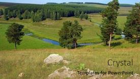  Presentation with russia - Presentation theme with hills-summer-landscape-in-russia background and a gold colored foreground