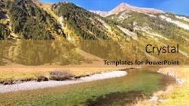  Presentation with forest stream - Cool new presentation design with hillsides picturesque alpine valley covered with thick coniferous forest quick stream of clear water flowing in the middle of the canyon backdrop and a gold colored foreground