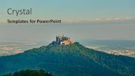  Presentation with mountain top - Audience pleasing slide set consisting of hilltop-hohenzollern-castle-on-mountain backdrop and a light blue colored foreground