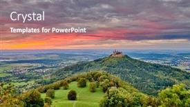  Presentation with mountain top - PPT theme having hilltop-hohenzollern-castle-on-mountain background and a gray colored foreground