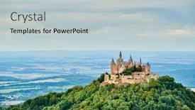  Presentation with mountain top - PPT layouts with hilltop-hohenzollern-castle-on-mountain background and a light gray colored foreground