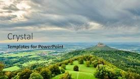  Presentation with mountain top - Slide deck with hilltop-hohenzollern-castle-on-mountain background and a light blue colored foreground