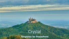  Presentation with mountain top - Cool new PPT layouts with hilltop-hohenzollern-castle-on-mountain backdrop and a ocean colored foreground