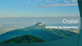  Presentation with mountain top - Slide set consisting of hilltop-hohenzollern-castle-on-mountain background and a teal colored foreground