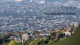  Presentation with los angeles - PPT layouts having hilltop-homes-above-los-angeles background and a seafoam green colored foreground