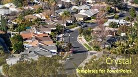  Presentation with los angeles - Presentation having hilltop-view-of-houses background and a tawny brown colored foreground