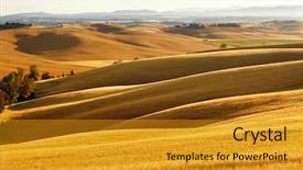  Presentation with region 3 - Colorful PPT theme enhanced with hilly - countryside landscape in tuscany region backdrop and a gold colored foreground