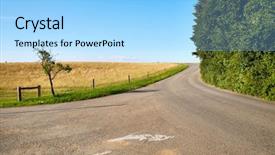  Presentation with agricultural - Cool new presentation design with hilly - narrow road through agricultural fields backdrop and a arctic colored foreground