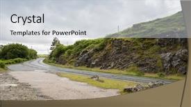  Presentation with asphalt road - Amazing presentation having hilly - travel and countryside concept backdrop and a lemonade colored foreground