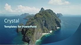  Presentation with cinematic - Audience pleasing theme consisting of hilly-island-at-ocean-gulf backdrop and a ocean colored foreground