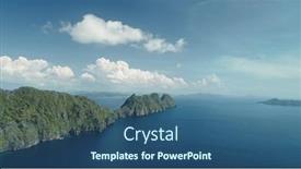  Presentation with green nature - Presentation theme enhanced with hilly-islands-at-blue-ocean background and a ocean colored foreground