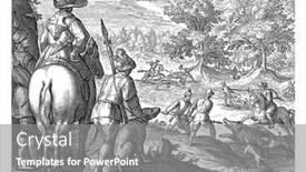  Presentation with wild dog - Presentation design consisting of hilly-landscape-with-hunters background and a gray colored foreground