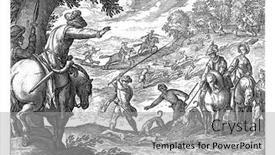  Presentation with rider - Beautiful PPT theme featuring hilly-landscape-with-riders-hunters backdrop and a light gray colored foreground