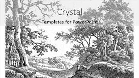  Presentation with landscape - Audience pleasing slides consisting of hilly-landscape-with-two-figures backdrop and a light gray colored foreground