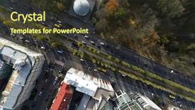  Presentation with city of chicago aerial view - Presentation theme with aerial view of the boulevard background and a tawny brown colored foreground