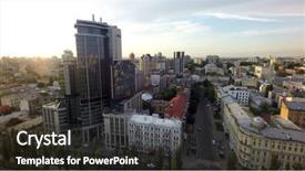 Presentation with aerial - Presentation design consisting of hilton hotel - aerial view of the boulevard background and a dark gray colored foreground