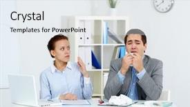  Presentation with sneezing - Presentation enhanced with him with anxiety in office background and a sky blue colored foreground