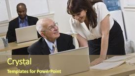  Presentation with african american seniors - Beautiful presentation theme featuring him with laptop african american backdrop and a coral colored foreground