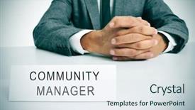  Presentation with front desk - Amazing slide deck having global real estate - man wearing a suit sitting backdrop and a sky blue colored foreground