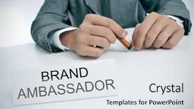  Presentation with name plate - Amazing PPT theme having him with the text brand backdrop and a sky blue colored foreground