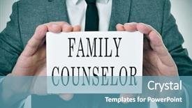  Presentation with front desk - PPT theme with him with the word family background and a teal colored foreground