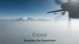  Presentation with propeller - PPT theme featuring himalayas as seen from a propeller plane in nepal layer of clouds beneath the mountain tops background and a light gray colored foreground