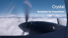  Presentation with propeller - Audience pleasing presentation theme consisting of himalayas from a propeller plane backdrop and a teal colored foreground