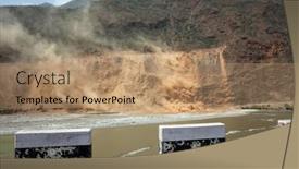  Presentation with road construction - Presentation design consisting of himalayas-nepal-june-12-2019 background and a coral colored foreground