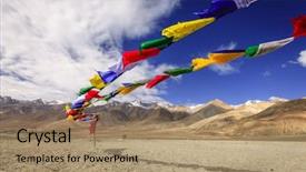  Presentation with buddhist prayer flags - Cool new PPT theme with himalayas on the china backdrop and a  colored foreground